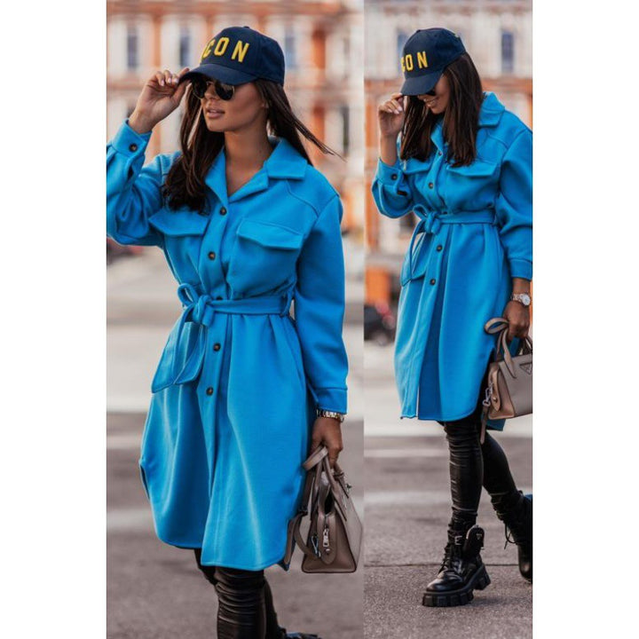 Oversized shirt dress for women with a trendy belt and pockets Lune London