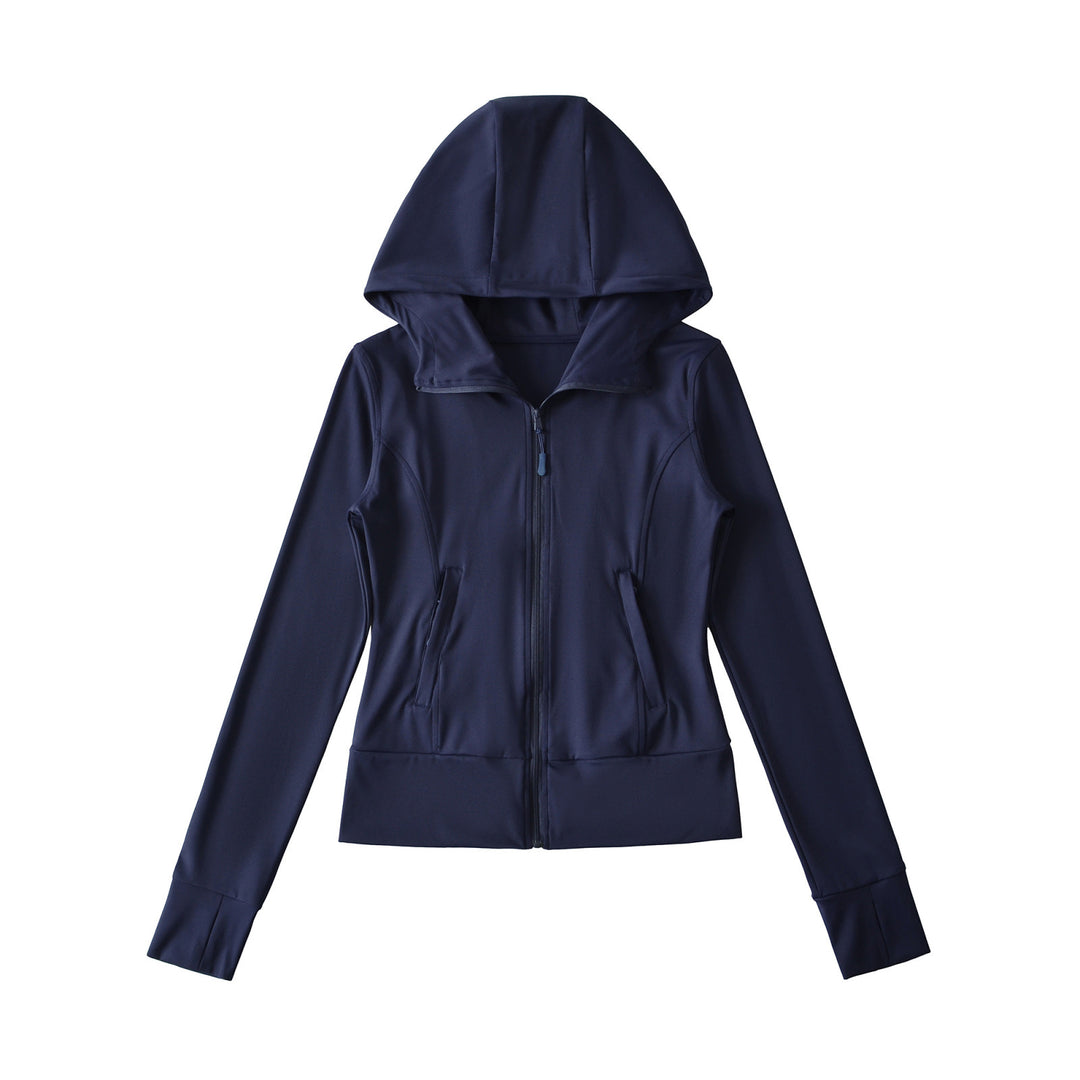 Women's Hooded Sports Jacket with Full Zip, Tailored Fit, and Integrated Zipper Pockets Amarae
