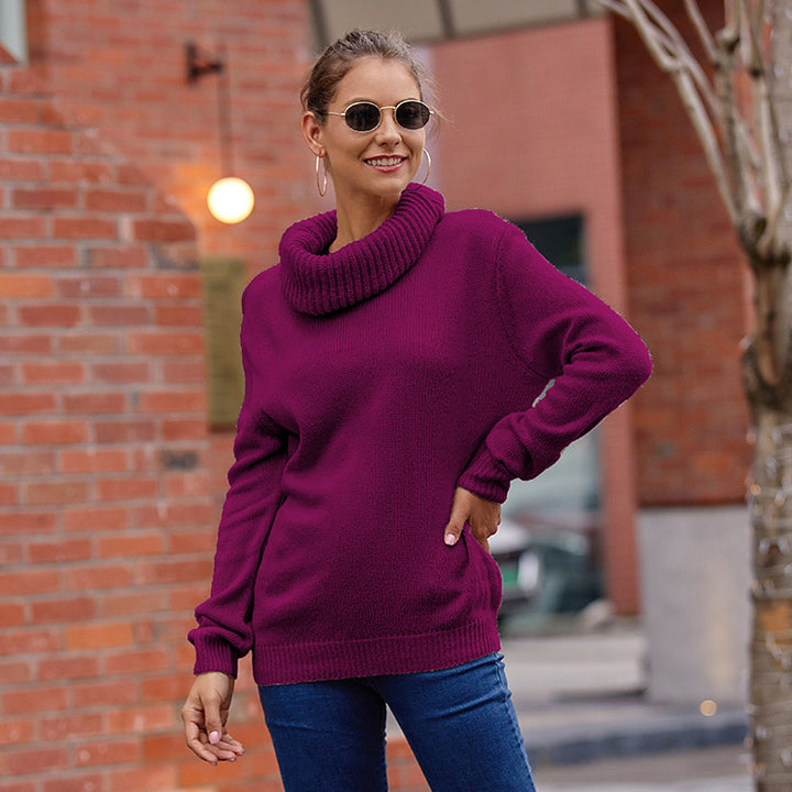 Knitted sweater for women with wide turtleneck and relaxed fit Lune London