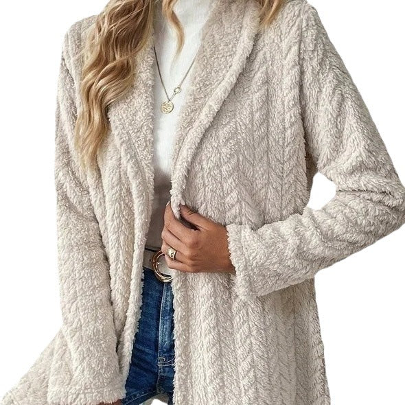 Ladies Elegant and Casual Plush Jacket with a Chic and Stylish Textured Design
