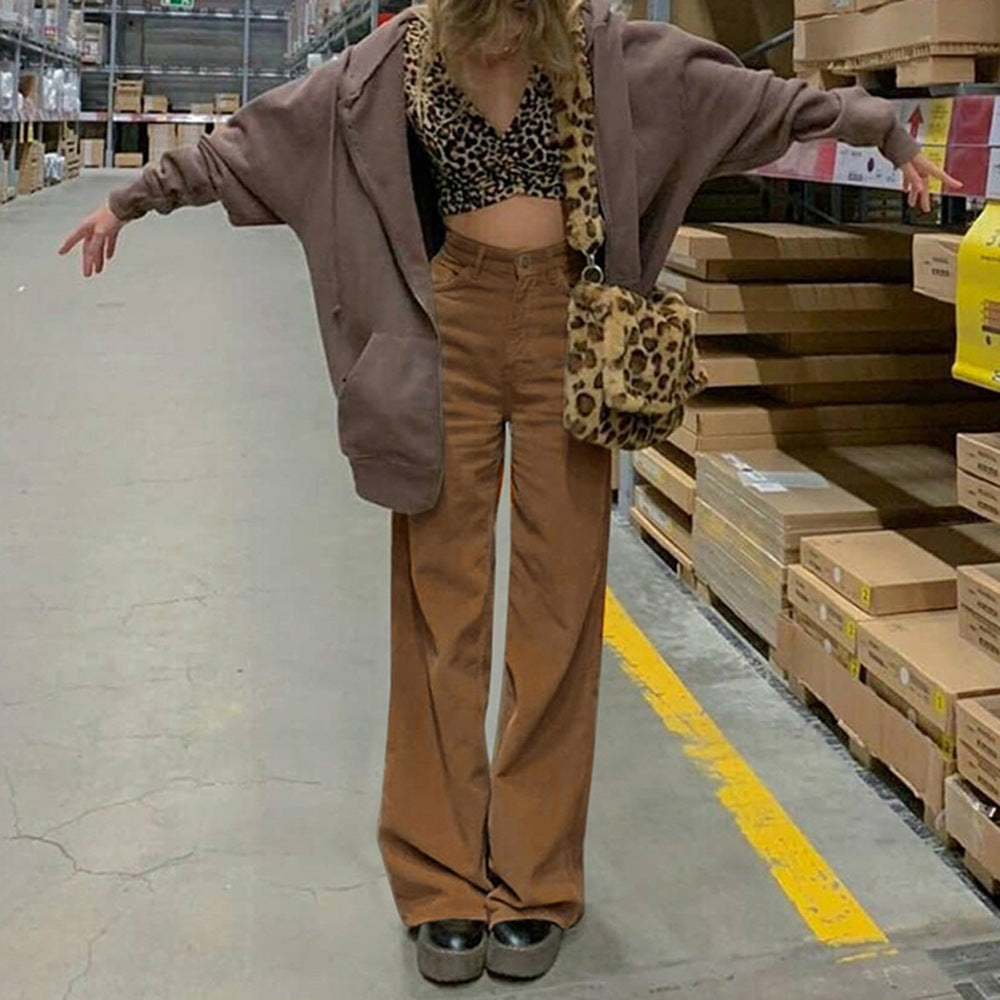 Women's high-waisted wide waistband pants in retro style Amarae