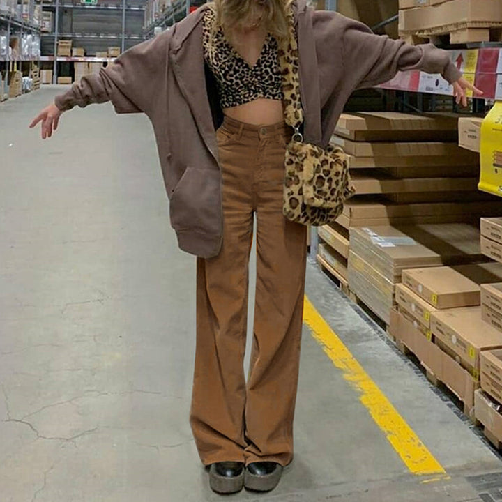 Women's high-waisted wide waistband pants in retro style Amarae