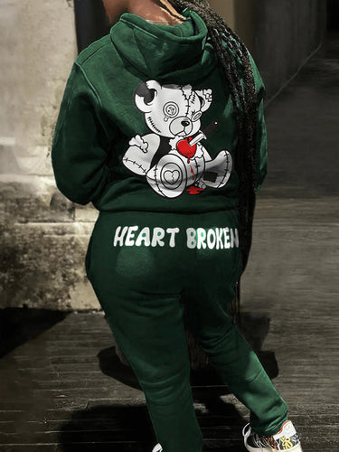 Ladies' hoodie set with unique bear pattern Amarae