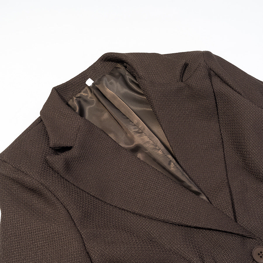 Women Tailored Structured Single-Button Blazer with Gathered Waist and Light Padding Amarae
