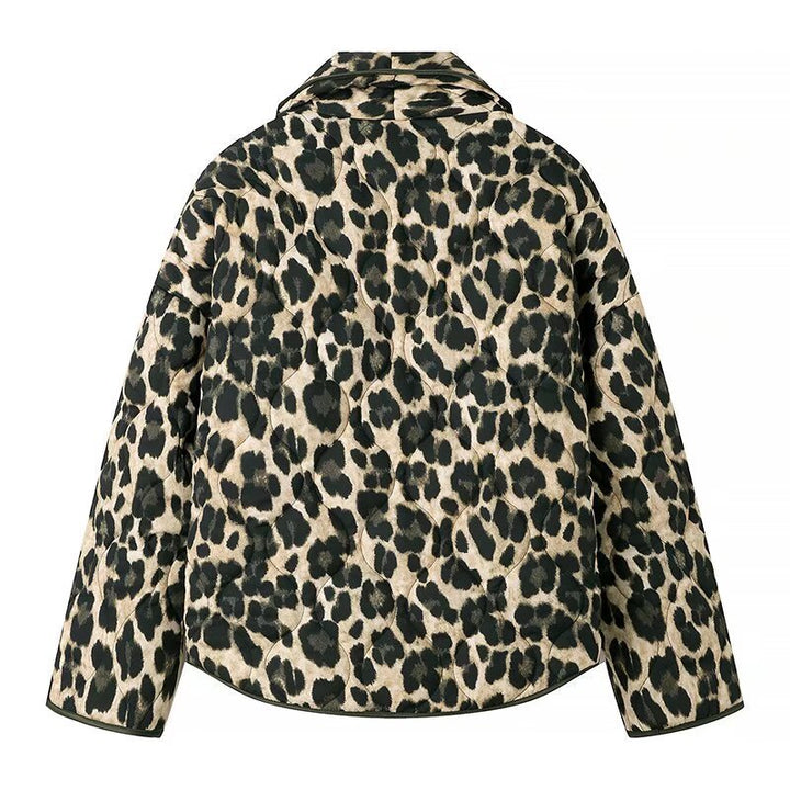 Quilted leopard print jacket for women with long sleeves Lune London