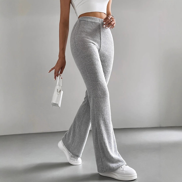 Ribbed flared knitted leggings for women in soft mesh Lune London