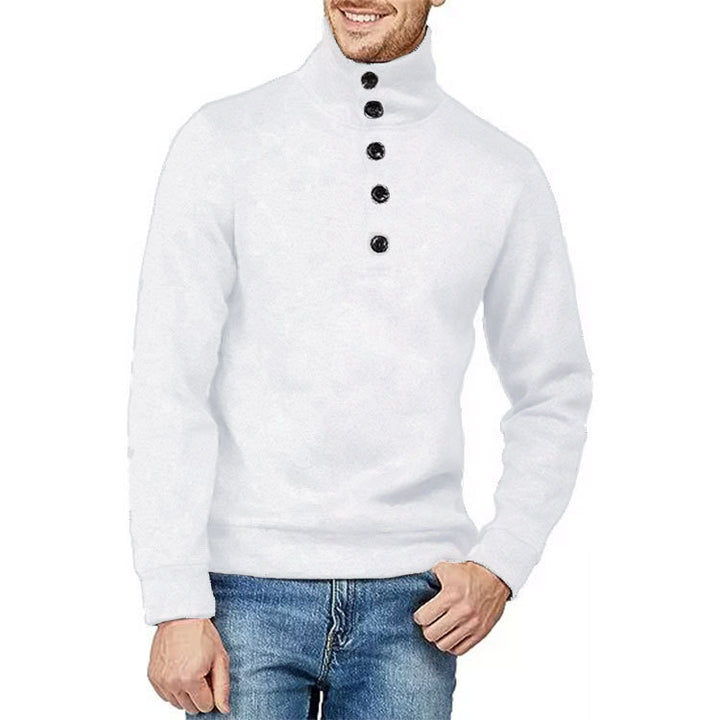 Men's High-Quality Sweater with High Neck and Button Detail Lune London