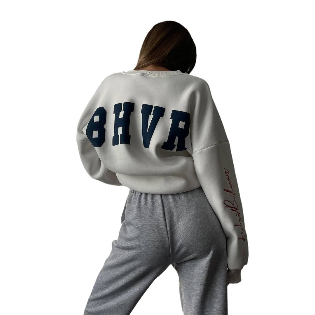 Women's Oversized Sweatshirt with Creative Retro Print Lune London
