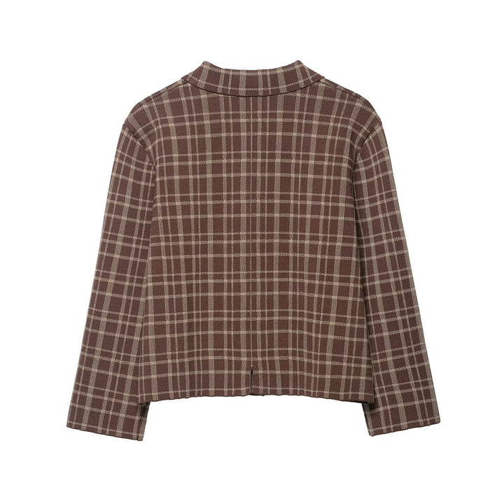 Plaid jacket for women with practical pockets and trendy collar Lune London