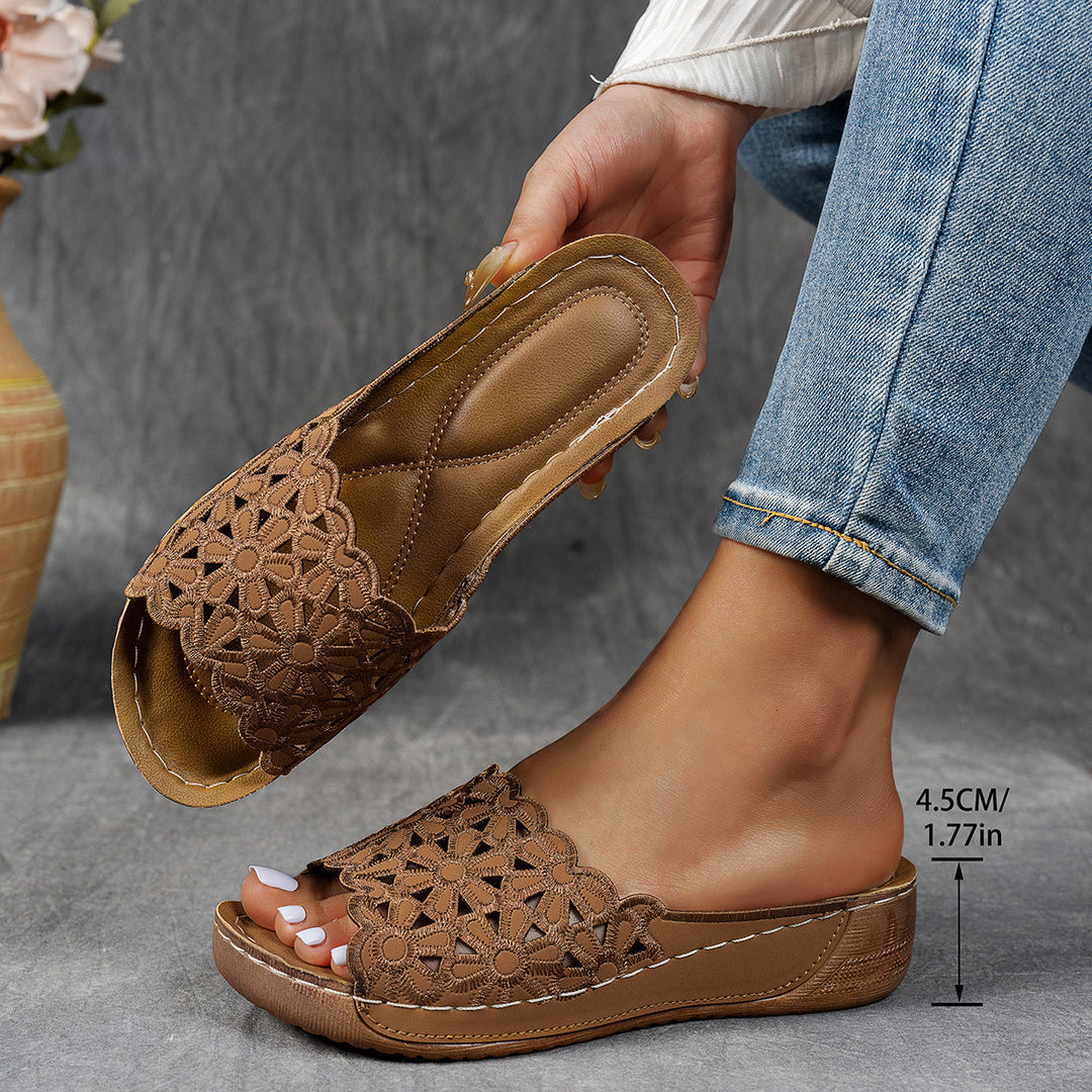 women's comfortable bath shoes with lace floral design Lune London