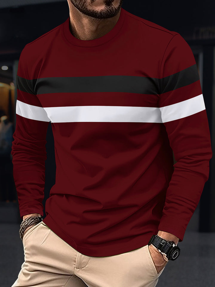 Men's trendy long sleeve t-shirt with chic and stylish sporty stripes