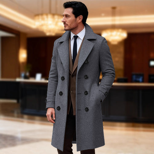 Elegant wool coat for men double-breasted Amarae