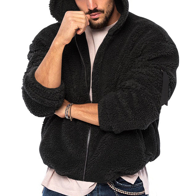 Men's Comfortable Fleece Jacket with Hood and Zipper Lune London