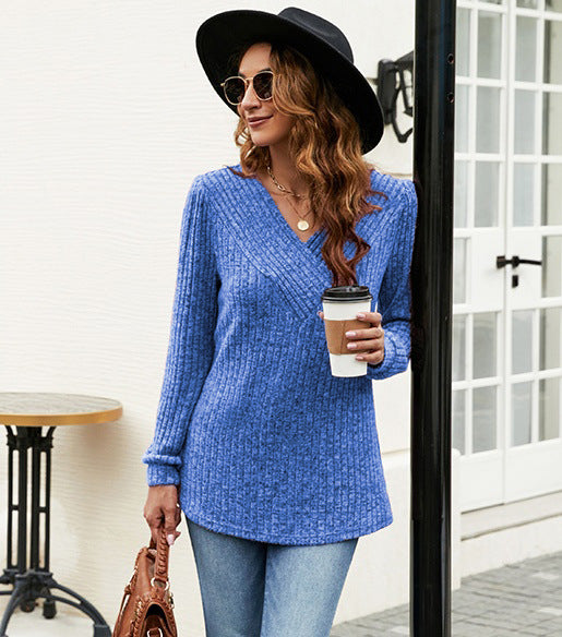 V-neck textured sweater for women Lune London