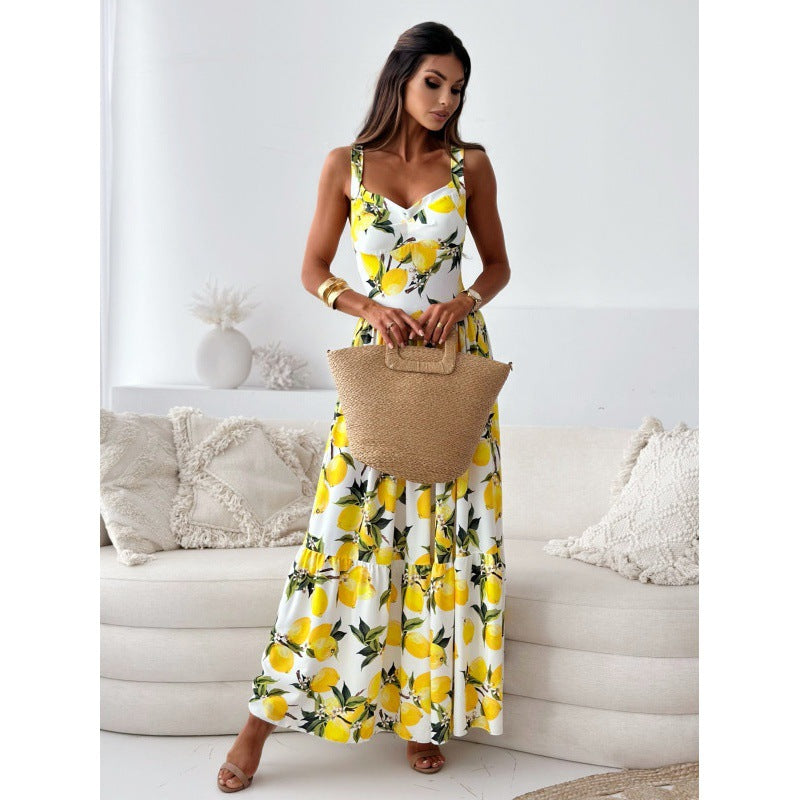 Lune London Floral Print Maxi Split Dress for Women