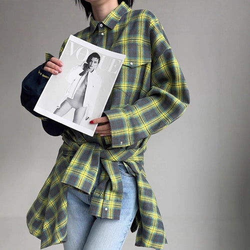 Flannel shirt for women with plaid pattern and relaxed fit Amarae