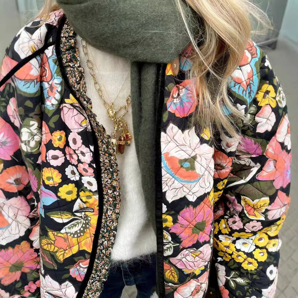 Quilted floral jacket for ladies with luxurious lining Amarae