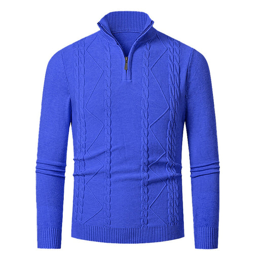 Knitted pullover for men with high collar and cable pattern Amarae