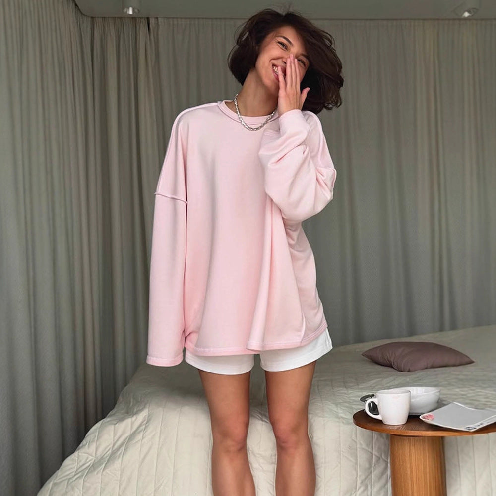 Women's Oversized Sweatshirt with Raglan Sleeves & Extra Long Lounge Cut Amarae