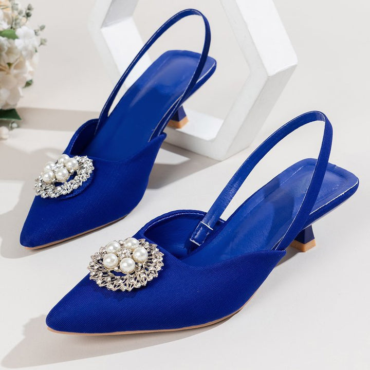 Ladies Slingback Pumps with elegant pearl embellishment and trendy cut Lune London