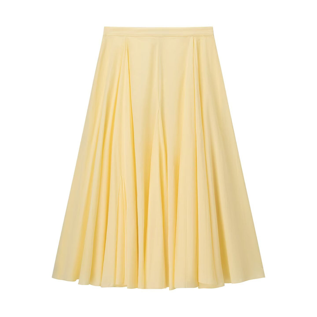 Women's Flowing A-Line Maxi Skirt with Fine Pleats and High Waist Amarae