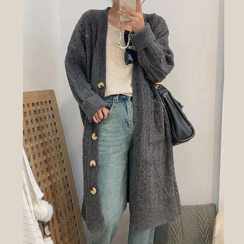 Manteau tricoté pour dames avec motif en câble et poches Chic & Stil