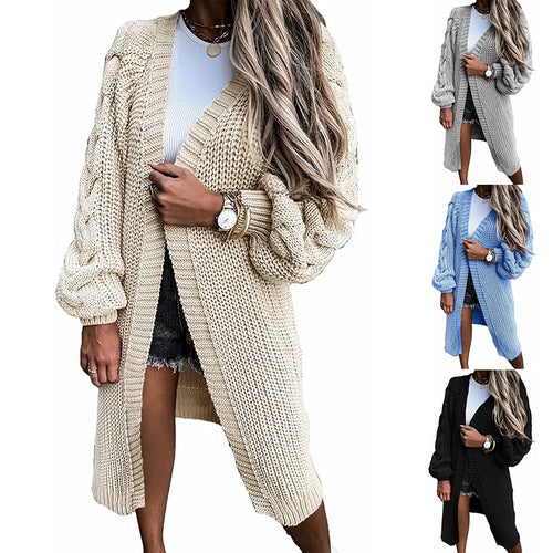 Women Long knit cardigan with voluminous sleeves and open sides Amarae