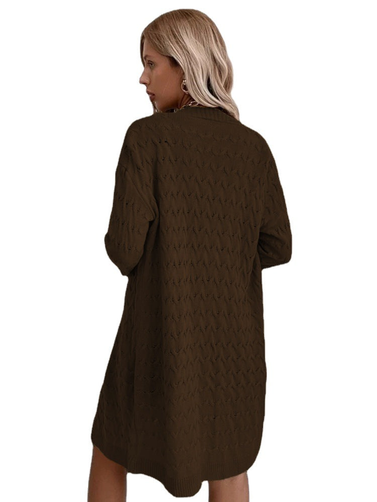 Ladies Large knit coat with textured pattern and relaxed fit Lune London