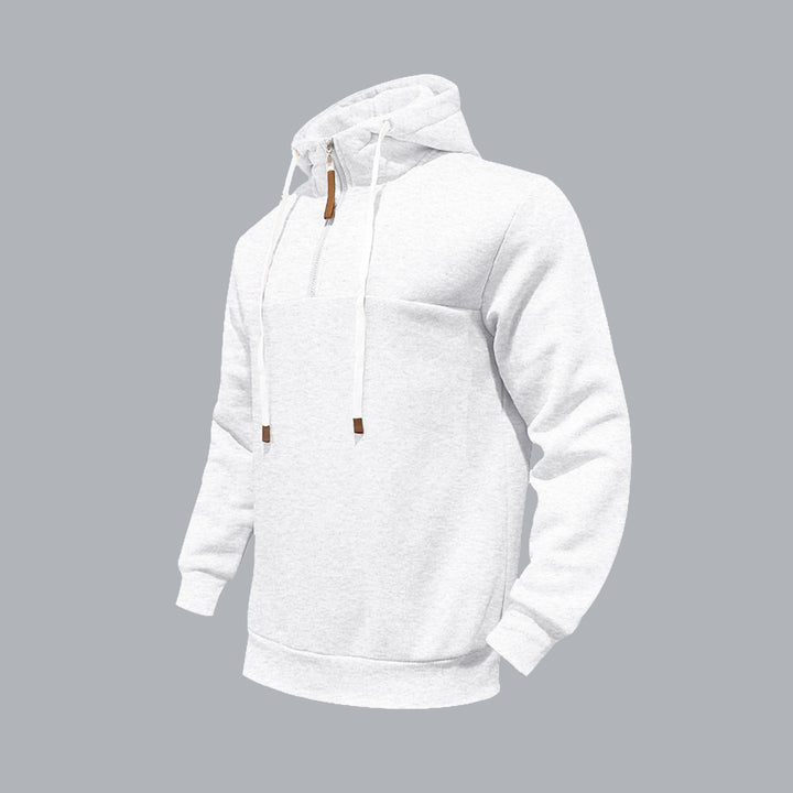 Sporty hooded sweatshirt for men with half-zip Lune London