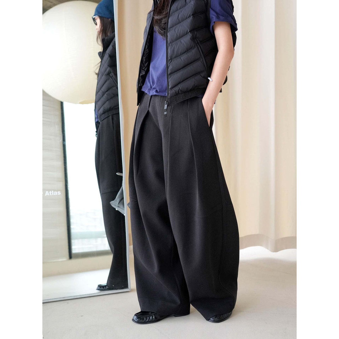Women Wide High-waisted Pleated Culotte Pants Amarae