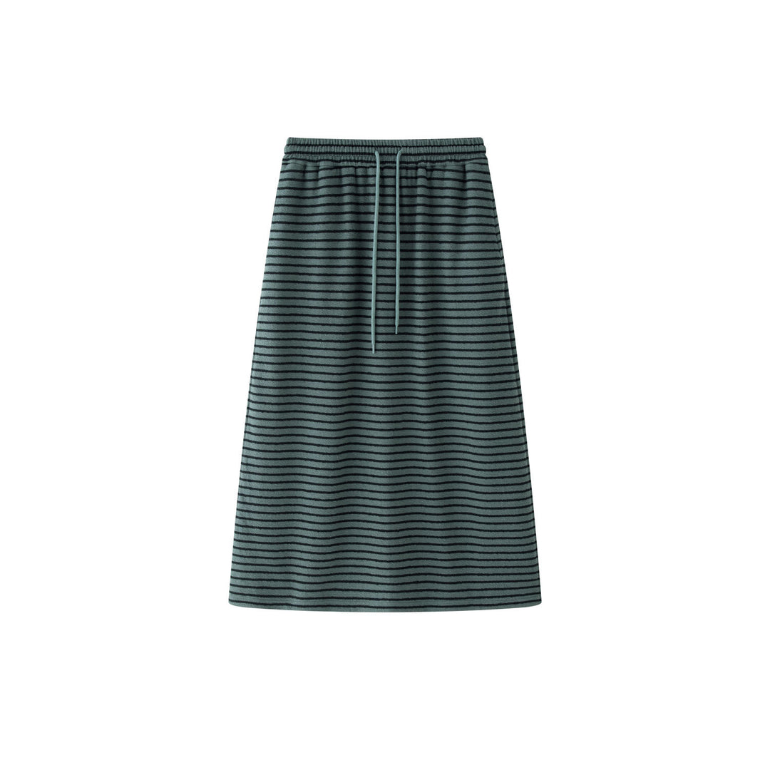 Women Striped Midi Skirt made of fine knit with elastic drawstring Amarae