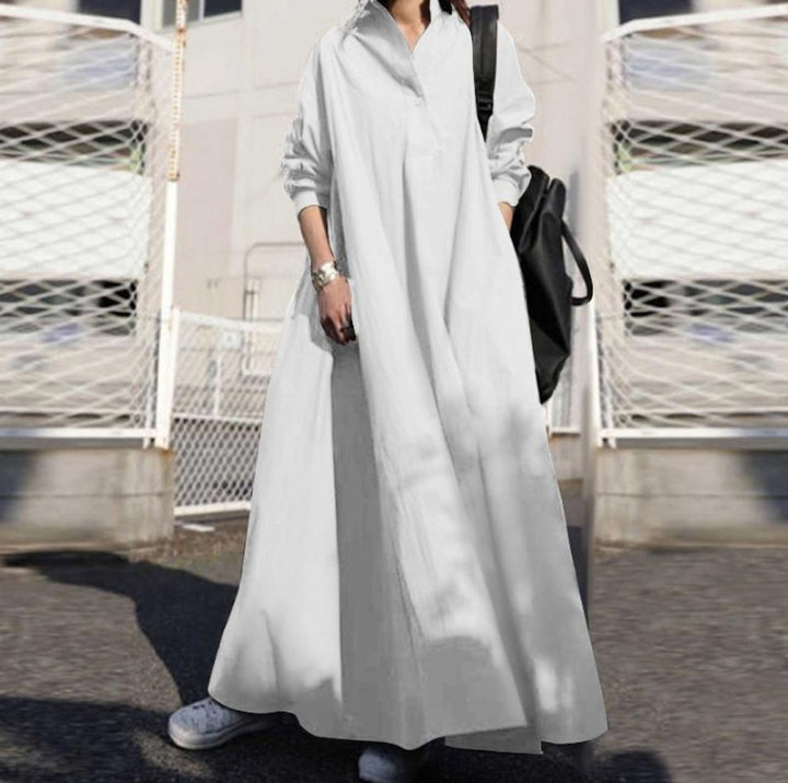 Women's Oversized Shirt Dress in A-Line with Shirt Collar Amarae