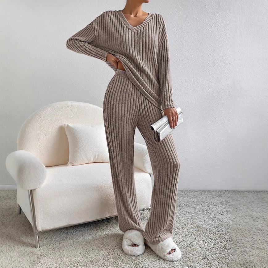 Ensemble de loungewear décontracté pour femmes avec texture côtelée Chic & Stil