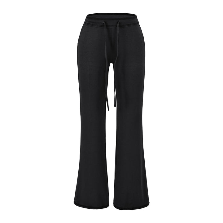 Women's Flowing Jersey Pants with High Waist, Drawstring and Flared Leg Amarae