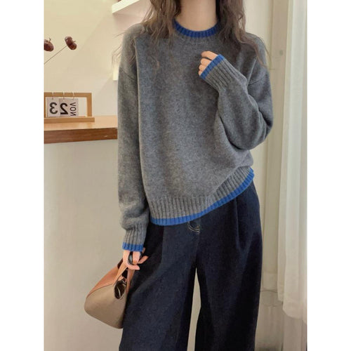 Women's Soft Knit Sweater with Contrasting Cuffs Chic & Stil