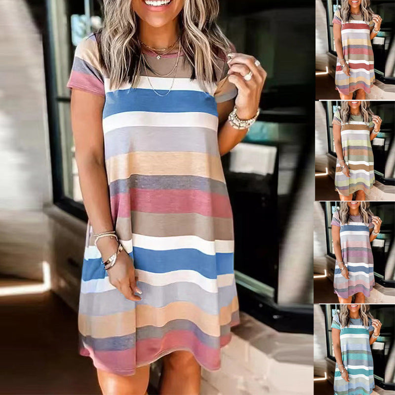 Ladies Leisure Striped Floating Dress Lune London