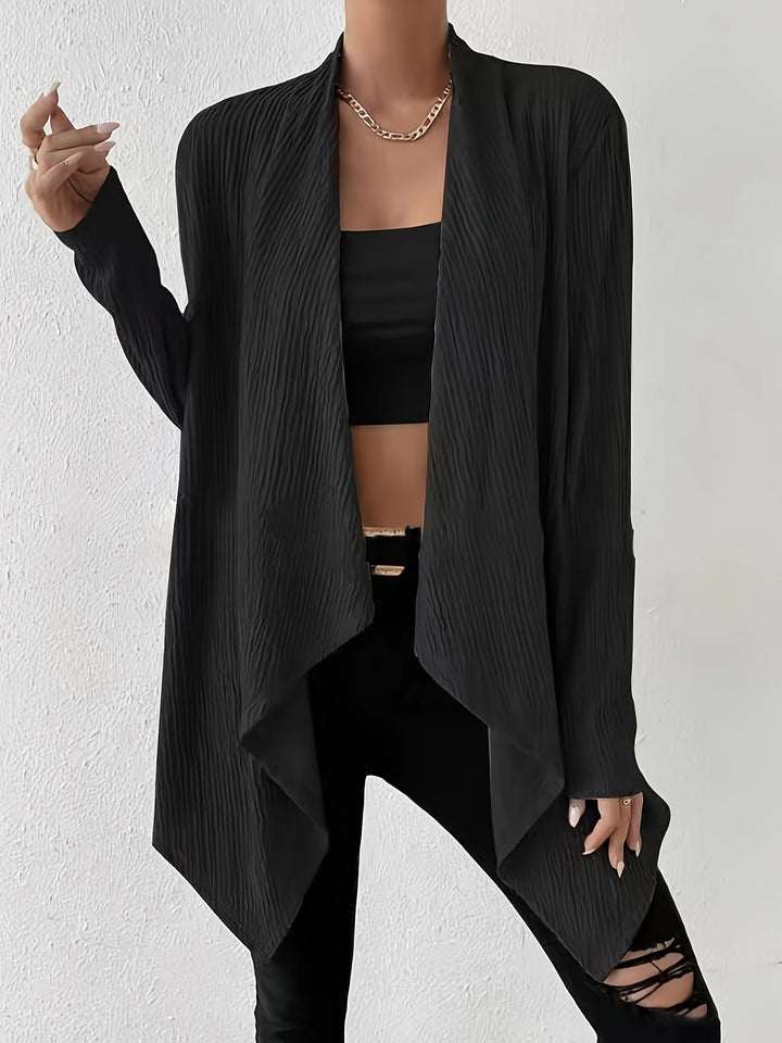 Ladies Long Sleeve Cardigan with Textured Design and Open Cut Lune London