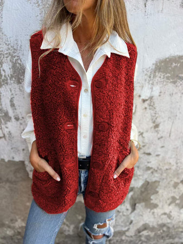 Casual knitted vest for women with button details and practical pockets Amarae