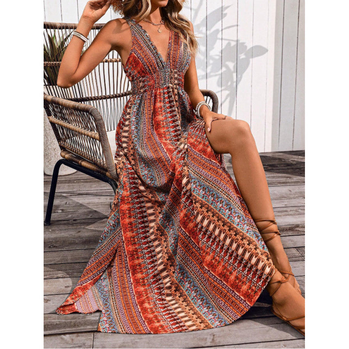 Bohemian style maxi dress for women with deep neckline Lune London