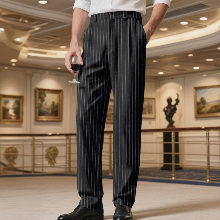 Men's Elegant Suit Trousers with Fine Pinstripe and Comfortable Fit Lune London