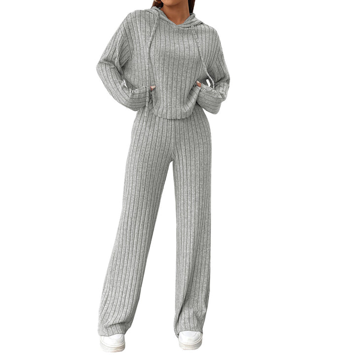 Ensemble en laine confortable pour femmes avec hoodie décontracté et pantalons larges Chic & Stil