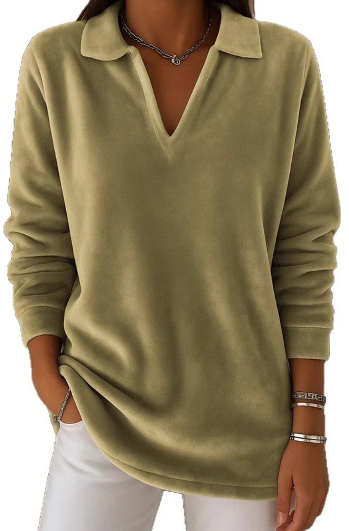 Pull en polaire doux pour femmes avec décolleté en V Chic & Stil