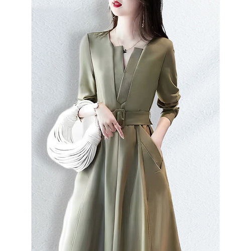 Elegant belted midi dress for women Amarae