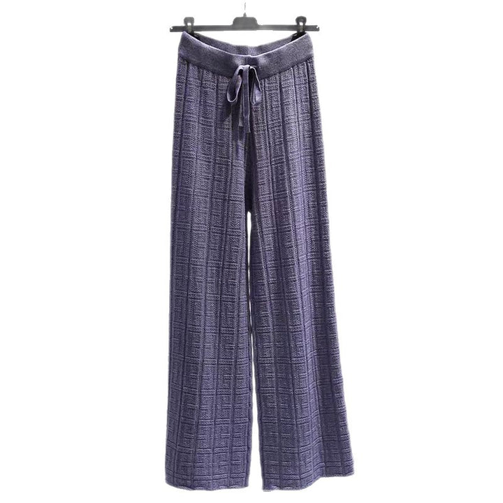 Loose linen pants for women with elastic waistband and striped design Lune London