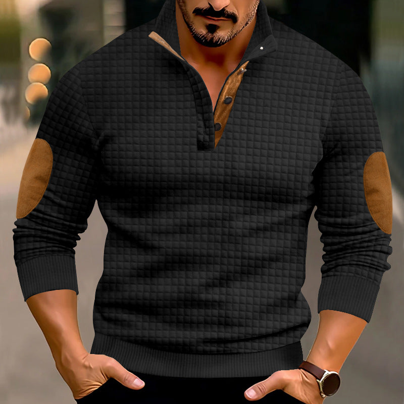 Men's sweater with high collar and contrasting leather details Lune London