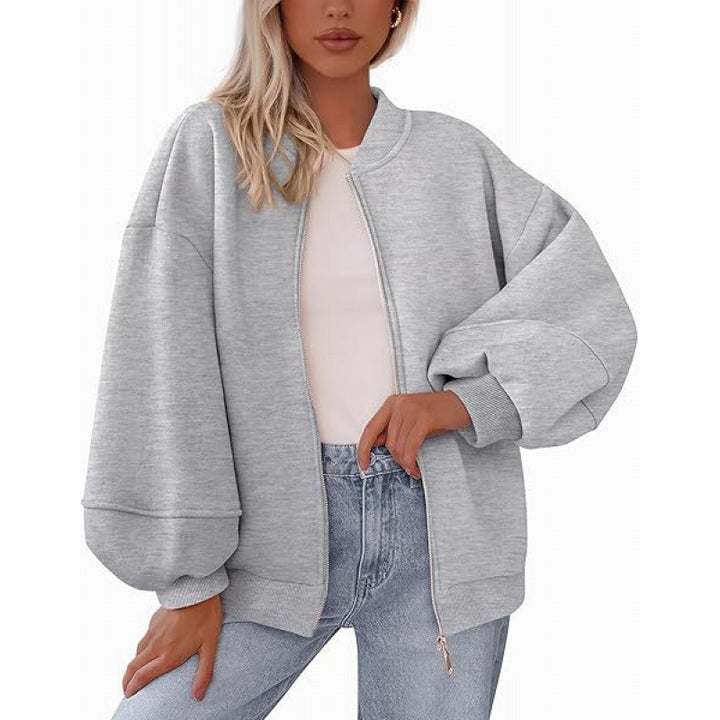 Lune London oversized casual jacket for women with zipper and balloon sleeves