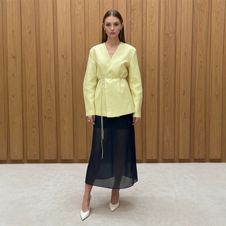 Women's wrap blazer with drawstring and wide culotte pants two-piece Amarae