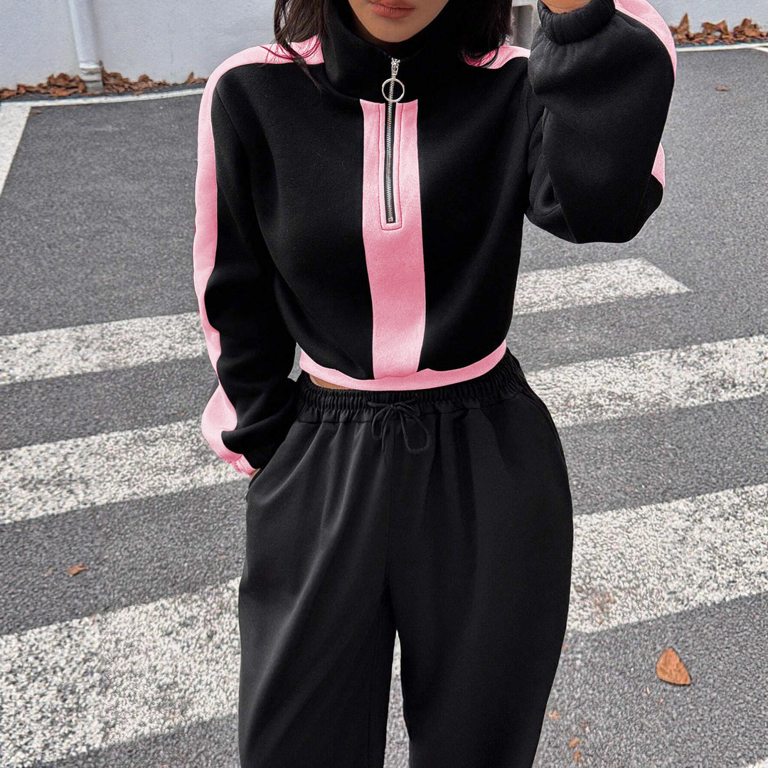 Ladies Mixed Sports Set with High Collar and Zipper Lune London