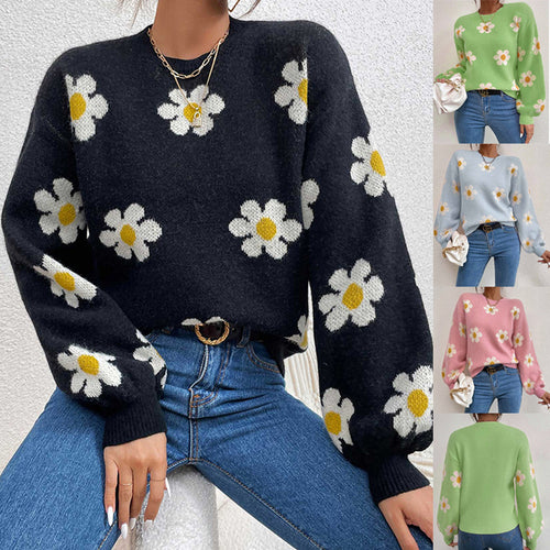 Sweater women with floral pattern and voluminous sleeves Amarae