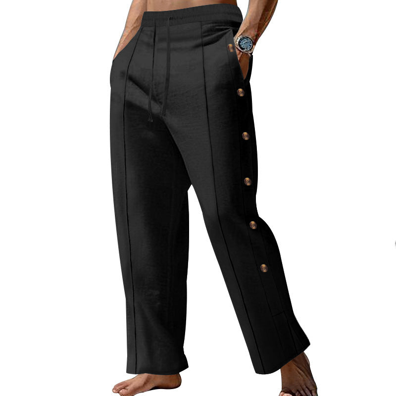 Casual summer pants for men with side buttons and elastic waist Lune London
